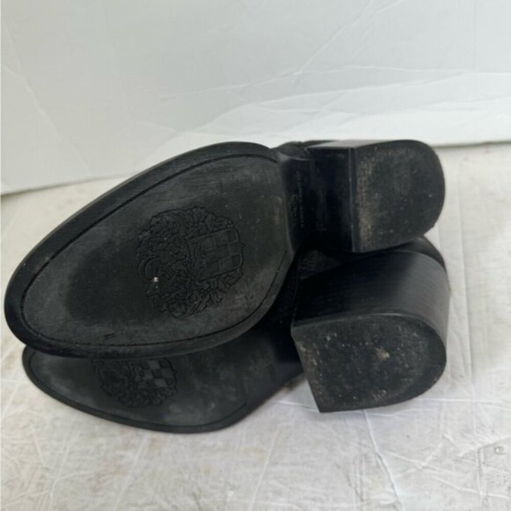 VINCE CAMUTO Imala Double Zip Mid Heel Booties Leather Moto Boots Punk Black 7 - Picture 11 of 16